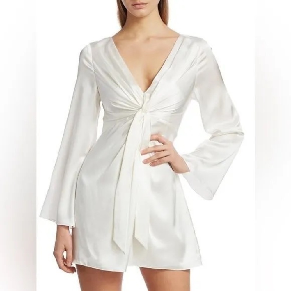 Cinq a Sept NWOT Silk Caelan Ivory White Mini Long Sleeve Dress